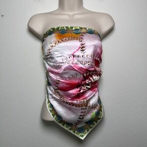 Her Bottari Women Tube Top Large Pink Multi Scarf Asymmetrical Starpless y2k